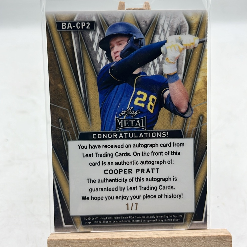Cooper Pratt Bookend On-Card Auto RC - Picture 2 of 3
